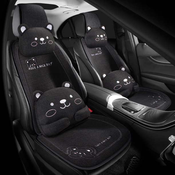 Cojín de asiento de coche para las cuatro estaciones, universal, de dibujos animados, artículo único, diosa, conjunto de tres piezas, cojín de asiento cálido de invierno, cojín de asiento de lino