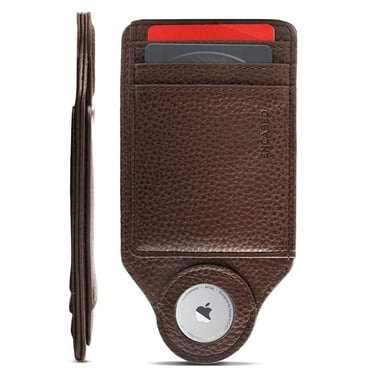 Encased Airtag Wallet for Men, PU Leather Card Holder Compatible with Apple Airtag (Brown)