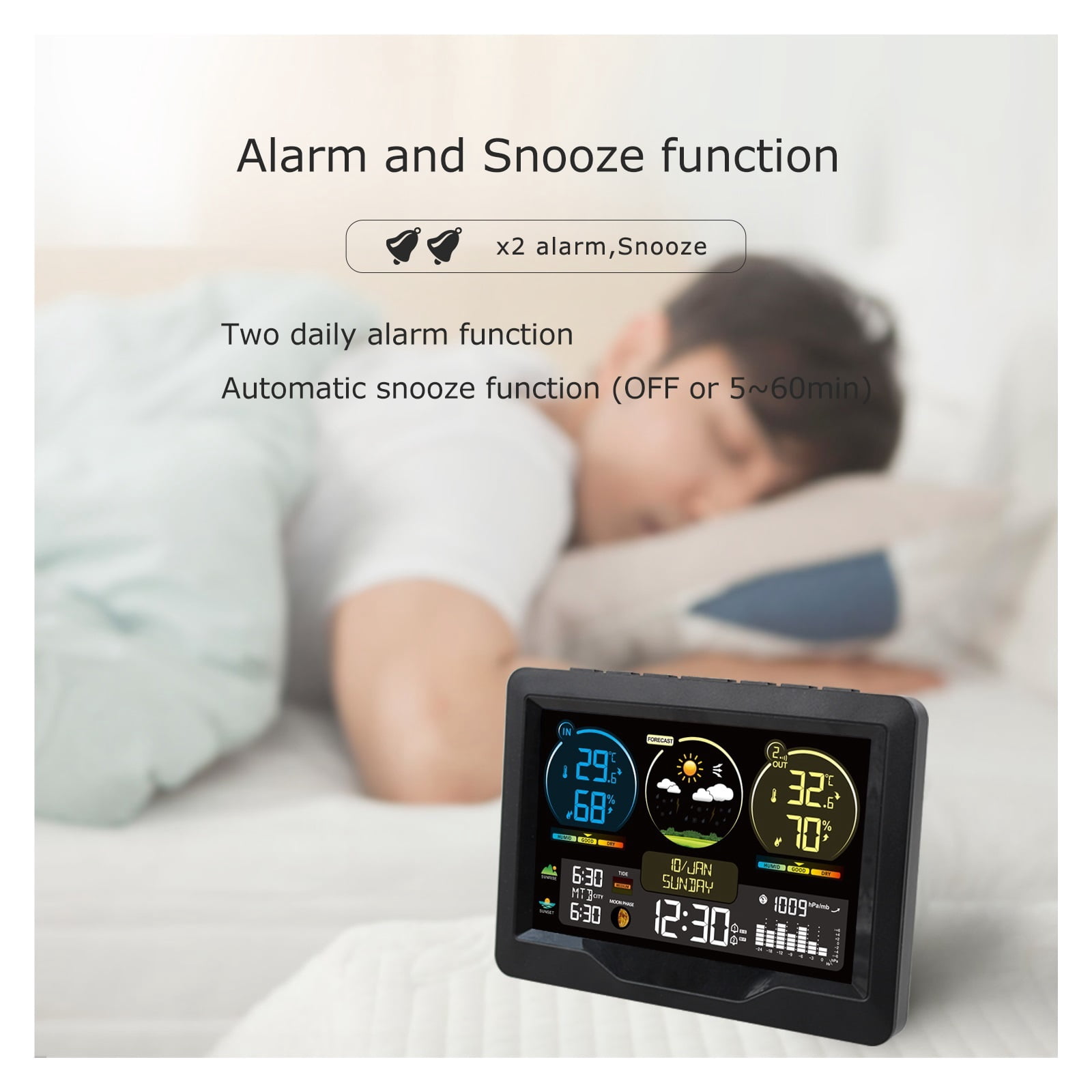 Wireless Weather Station with Large Color Screen, Digital Thermometer Monitor