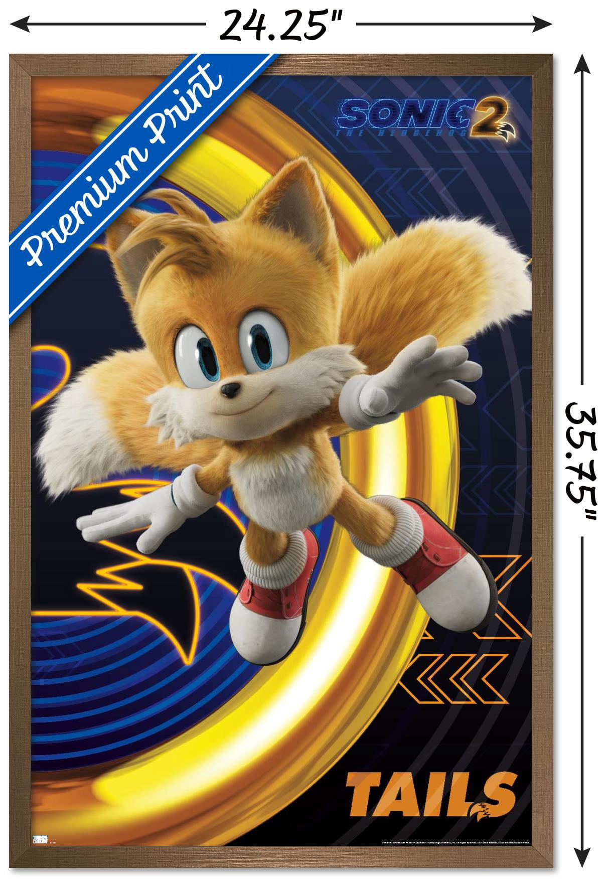 Sonic The Hedgehog 2 - Tails Wall Poster, 22.375" x 34" Framed