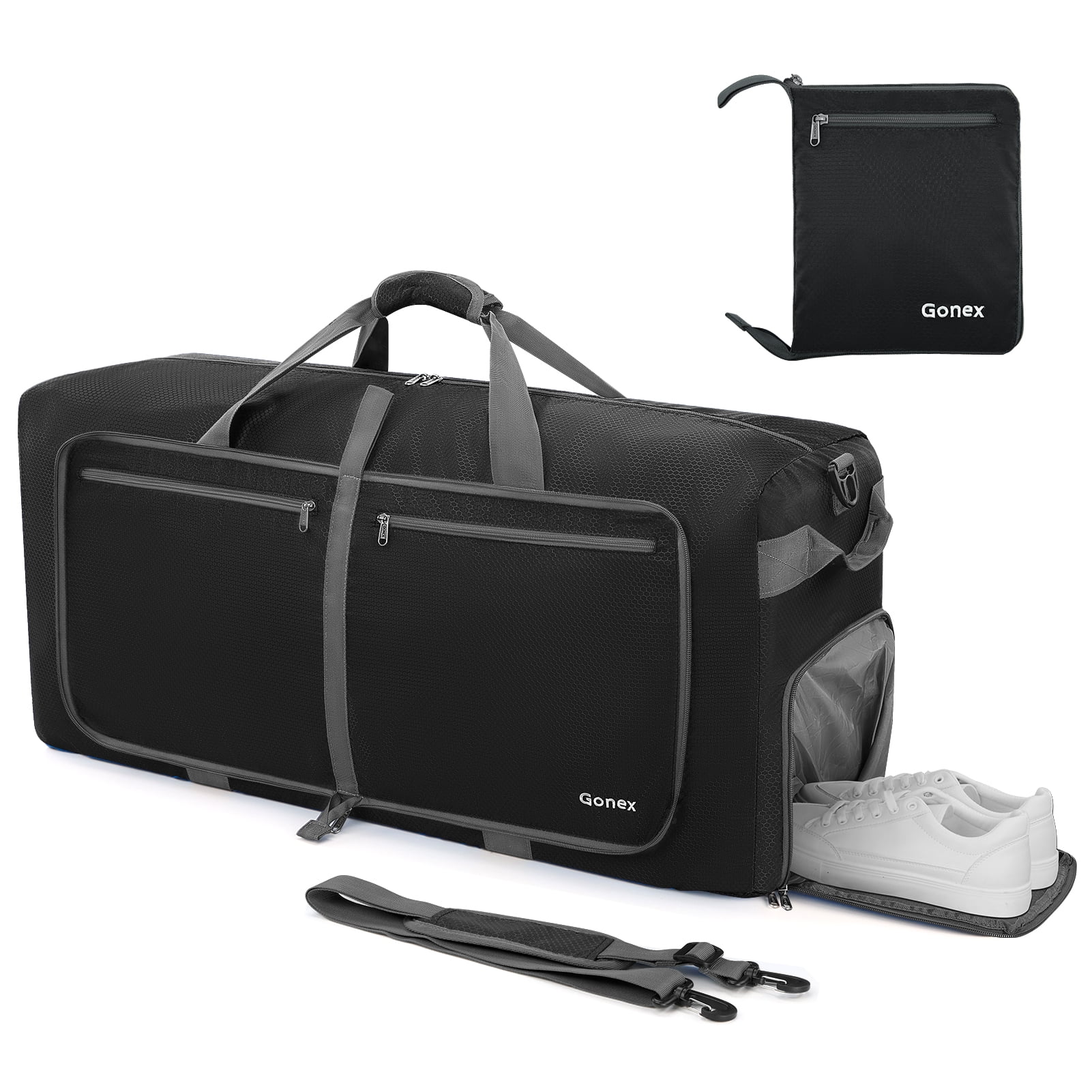 Gonex 60L Duffel Bag for Men Women, 23" Water Resistant Travel Duffle Bag with Shoe Compartment & Carry Strap