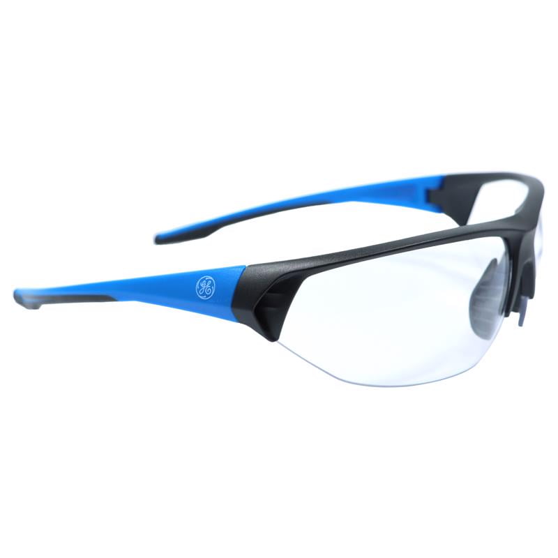 General Electric 2022430 06 Series Anti-Fog Impact-Resistant Safety Glasses Clear Lens Frame, Black & Blue