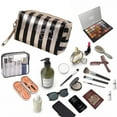 thumbnail image 3 of Striped Makeup Bag PU Toiletry Bag Multifunctional Travel Bag Waterproof Storage bag, 3 of 5