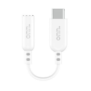Onn USB-C to 3.5mm Aux Adapter, White