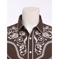 thumbnail image 7 of IBTOM CASTLE Men's Western Cowboy Shirt Embroidered Long Sleeve Button Down Shirt Brown, 7 of 7