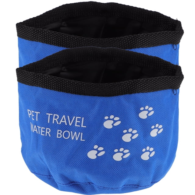 GOOHOCHY 2 cuencos para perros de tela Oxford de grado alimenticio, plegables, impermeables, portátiles, de viaje, para comida y agua de mascotas y gatos (azul)