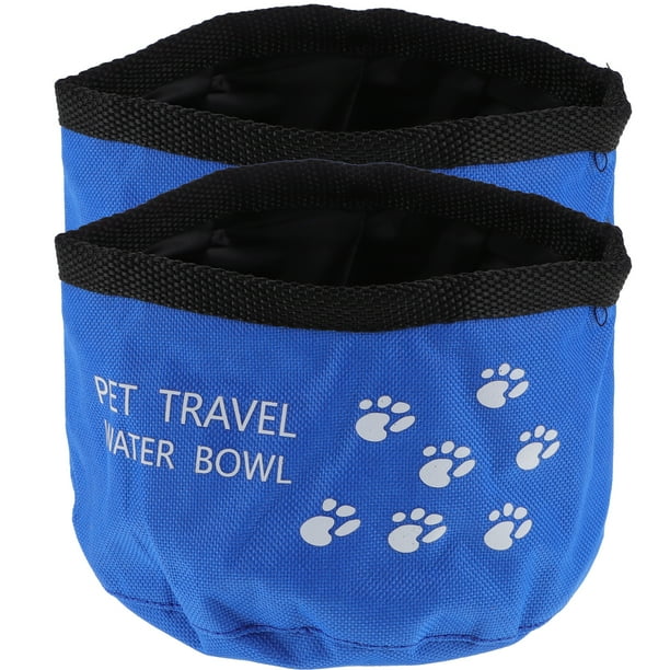 ColoMX 2pcs plato plegable para perros Food Grade Oxford paño plegable a prueba de agua plato de la taza recipiente de viaje portátil para mascotas comida para gatos alimentación del agua (azul)