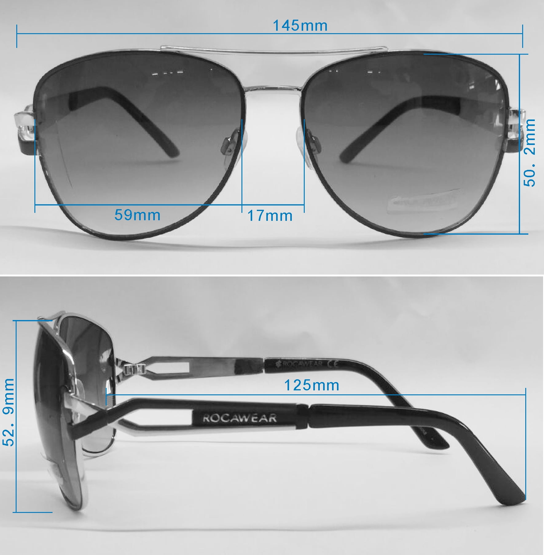 Rocawear Men's R1207 Modern UV400 Protective Metal Aviator Pilot Fashion Sunglasses, 59mm