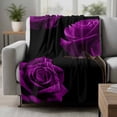 thumbnail image 2 of Purple Rose Blanket Soft Cozy Warm Throw Blanket for Couch, Plush Fuzzy Flannel Fleece Blankets for Sofa, Vintage Abstract Garden Flower Floral Black Bed Blankets Lightweight Gifts for Women, 40"x50", 2 of 9