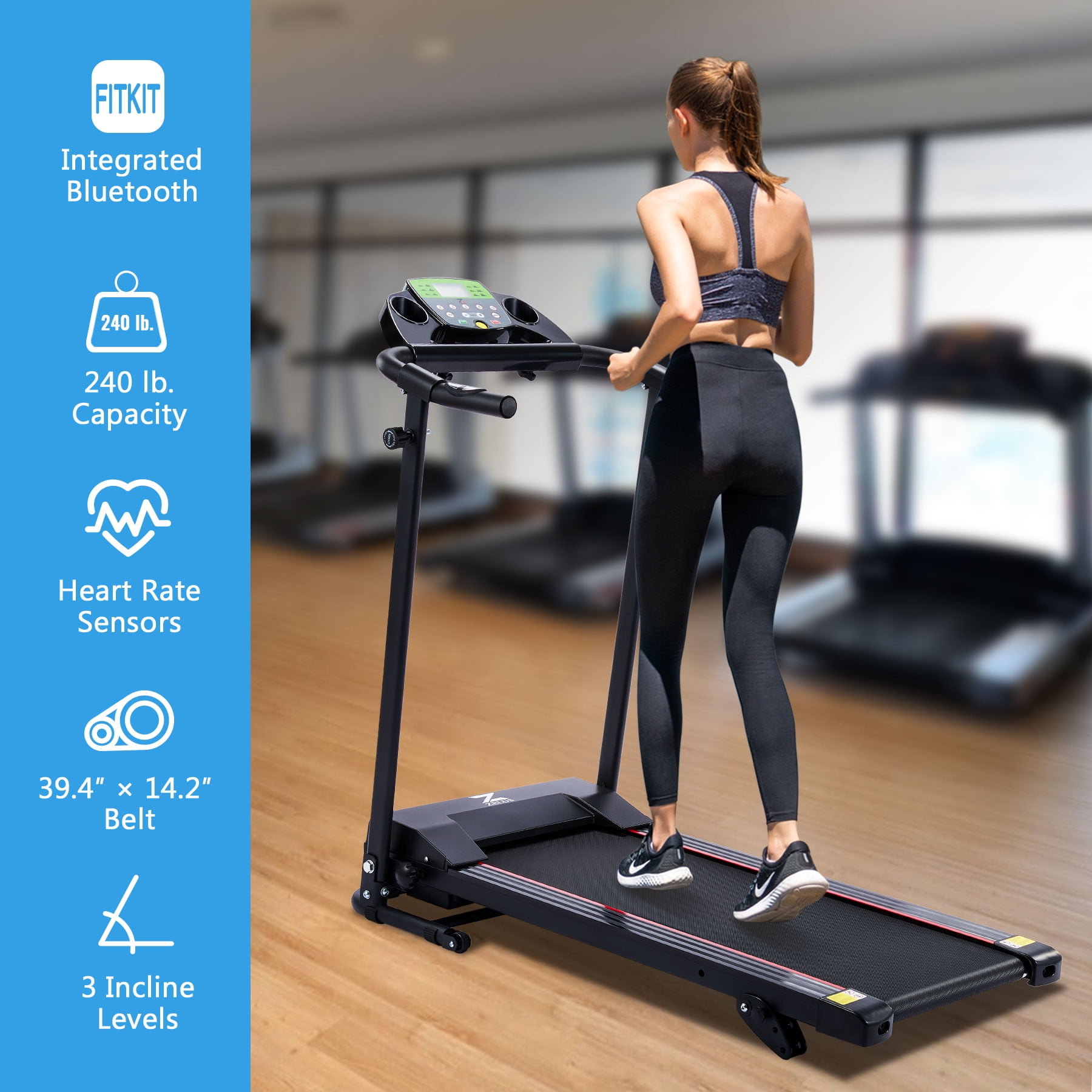750W Foldable Electric Motorized Treadmill Running Jogging Gym Power Machine 