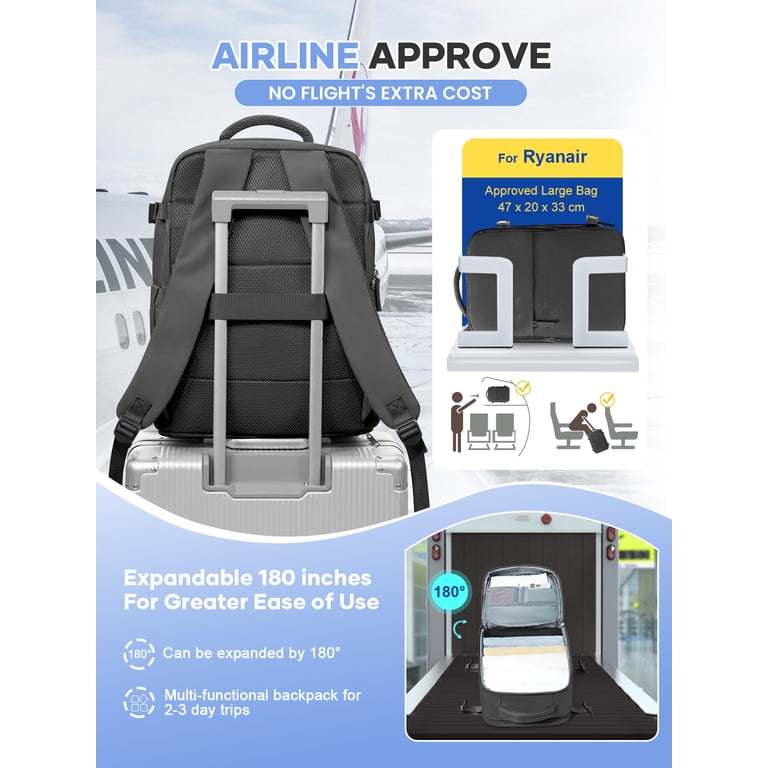 backpack travel airplane approved for Women Airline Carry On Backpack with Shoe Pouch,TSA 15.6inch Laptop Mochila Flight Approved Personal Item Bag for Weekender Overnight Bags Bookbag Travel Essentials,Beige : Clothing, Shoes & Our backpack has a 40L Large capacity and features a spacious capacity with a reasonable partition 40L Travel Backpack Carry On,