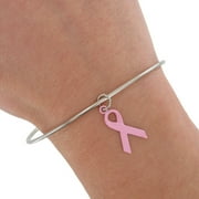 KY & CO Pink Breast Cancer Support Awareness Ribbon Charm Bangle Bracelet Ladies Adult Female Women