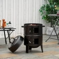 thumbnail image 4 of TOPTENG Vertical Charcoal BBQ Smoker, 3-in-1 16" Round Charcoal Barbecue Grill with 2 Cooking Area, and Thermometer for Outdoor Camping Picnic Backyard Cooking, Black, 4 of 8