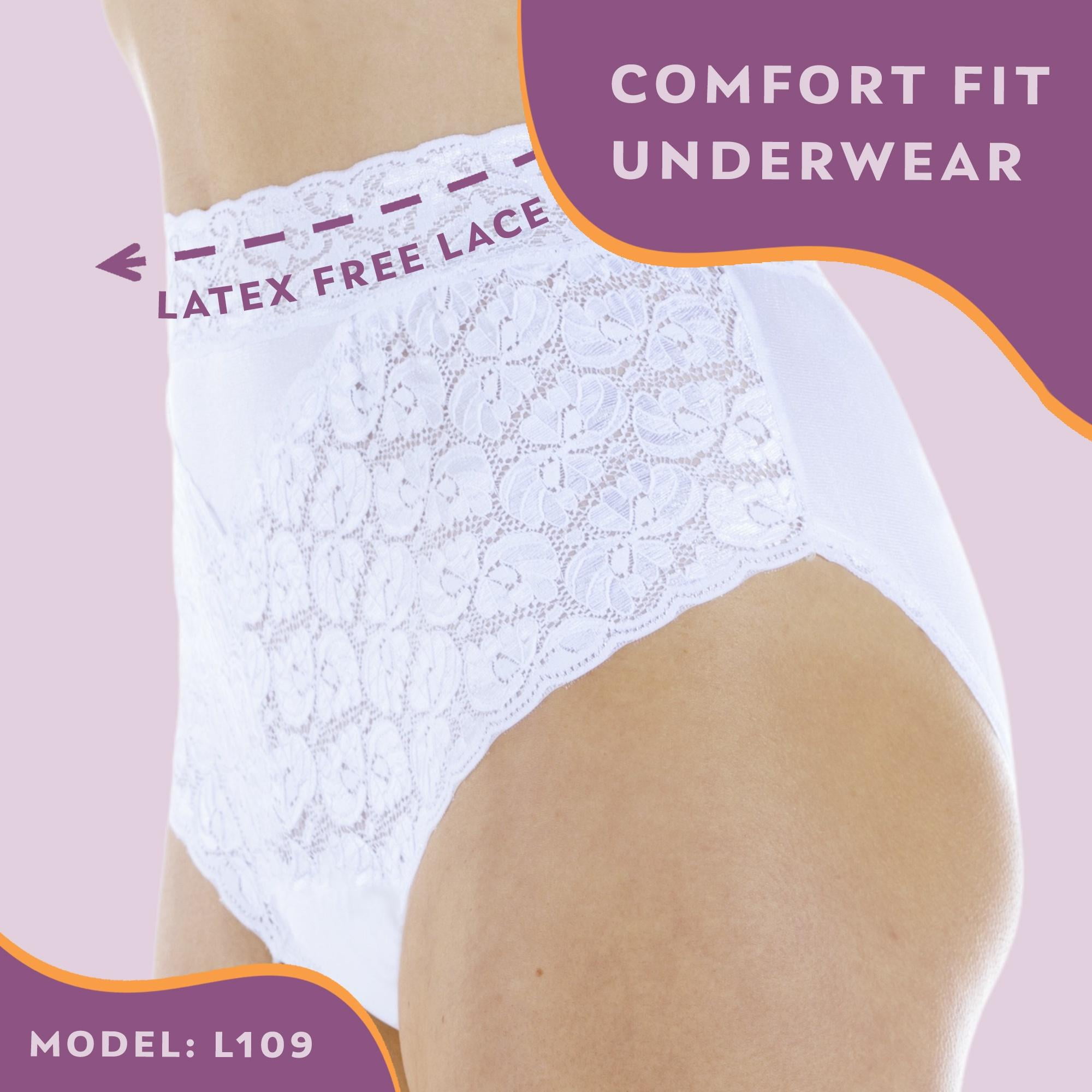 Buy Wearever Women's Nylon and Lace Incontinence Panties White online at