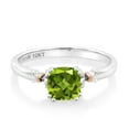 thumbnail image 2 of Gem Stone King 0.85 Ct Cushion Green Peridot 925 Silver and 10K Yellow Gold Ring, 2 of 5
