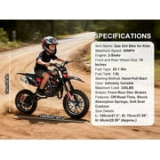 50Engine Dirt Bike for Adults & Kids, 2-Stroke Gas Powered Off-Road Motorcycle, 330LBS Capacity with Hydraulic Disc Brakes & Suspension, 25MPH Max Speed, Pull Start Mini Dirt Bike
