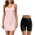 thumbnail image 2 of oelaio Athletic Dress for Women Criss Cross Back Mini Dresses with Shorts Tennis Golf Pickleball Outfits Pink+Black XL, 2 of 10