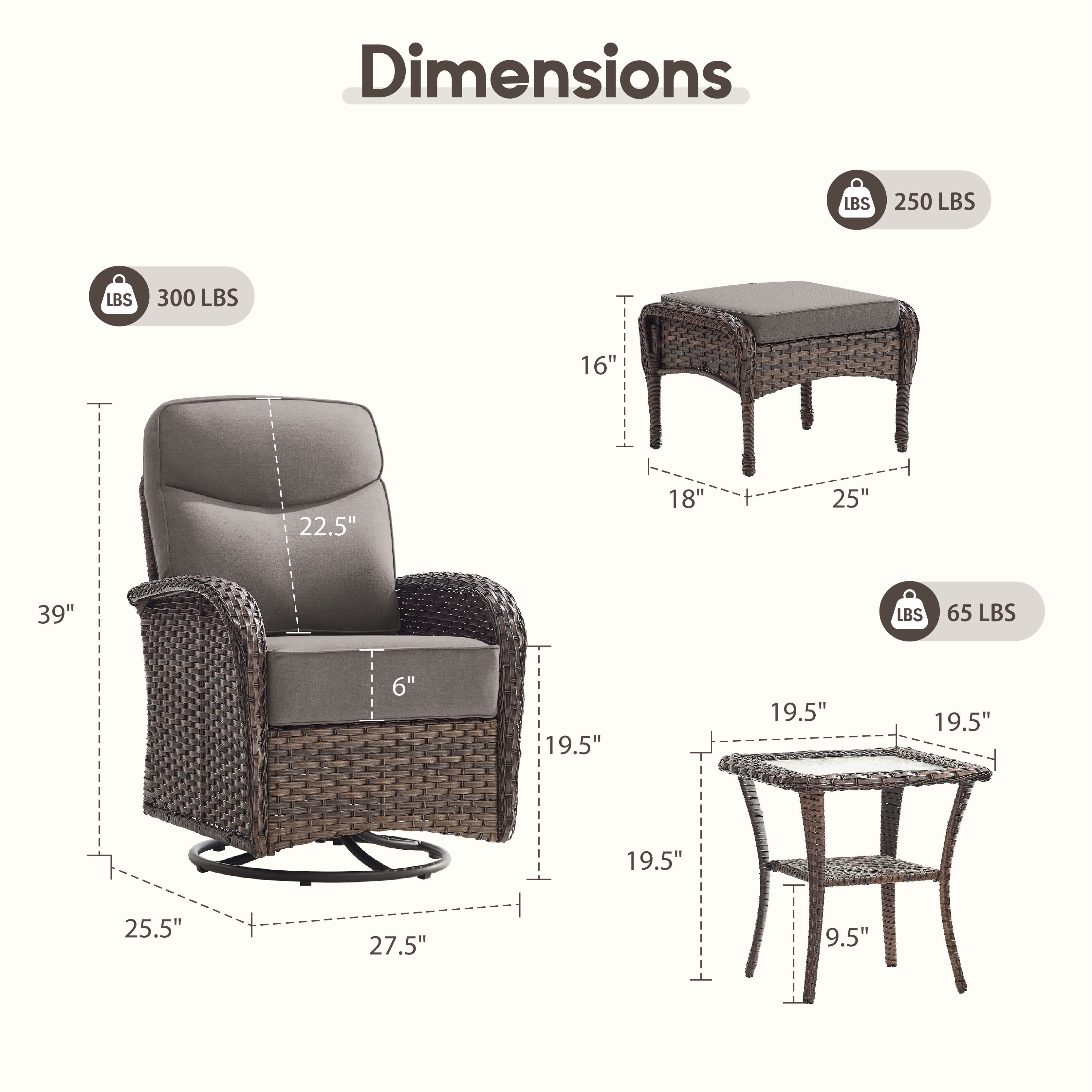 Bellefurn 5 Pieces Patio Furniture Set,Outdoor Swivel Rocker Patio Chairs Set,Outdoor Patio Conversation Sets for Outdoor,Balcony,Front Porch,Firepit Area