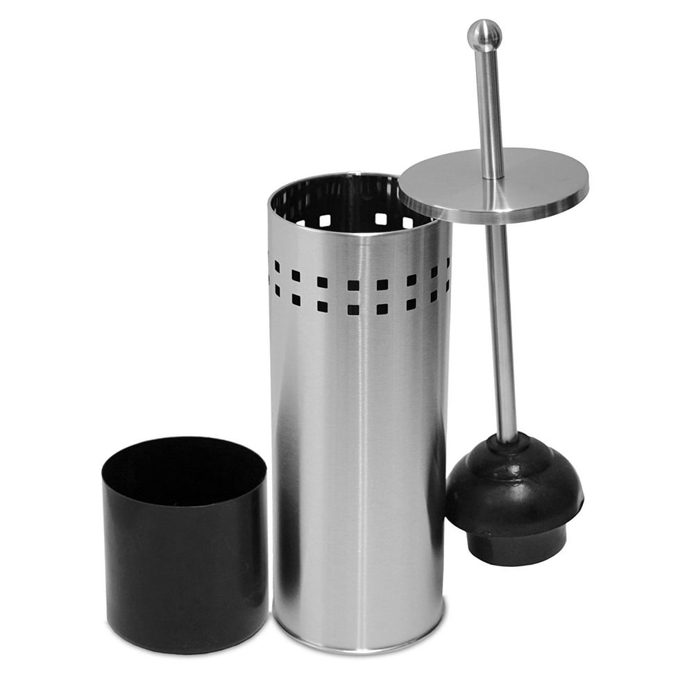 Oasis Collection Toilet Plunger & Holder, Stainless Steel Matte Finish