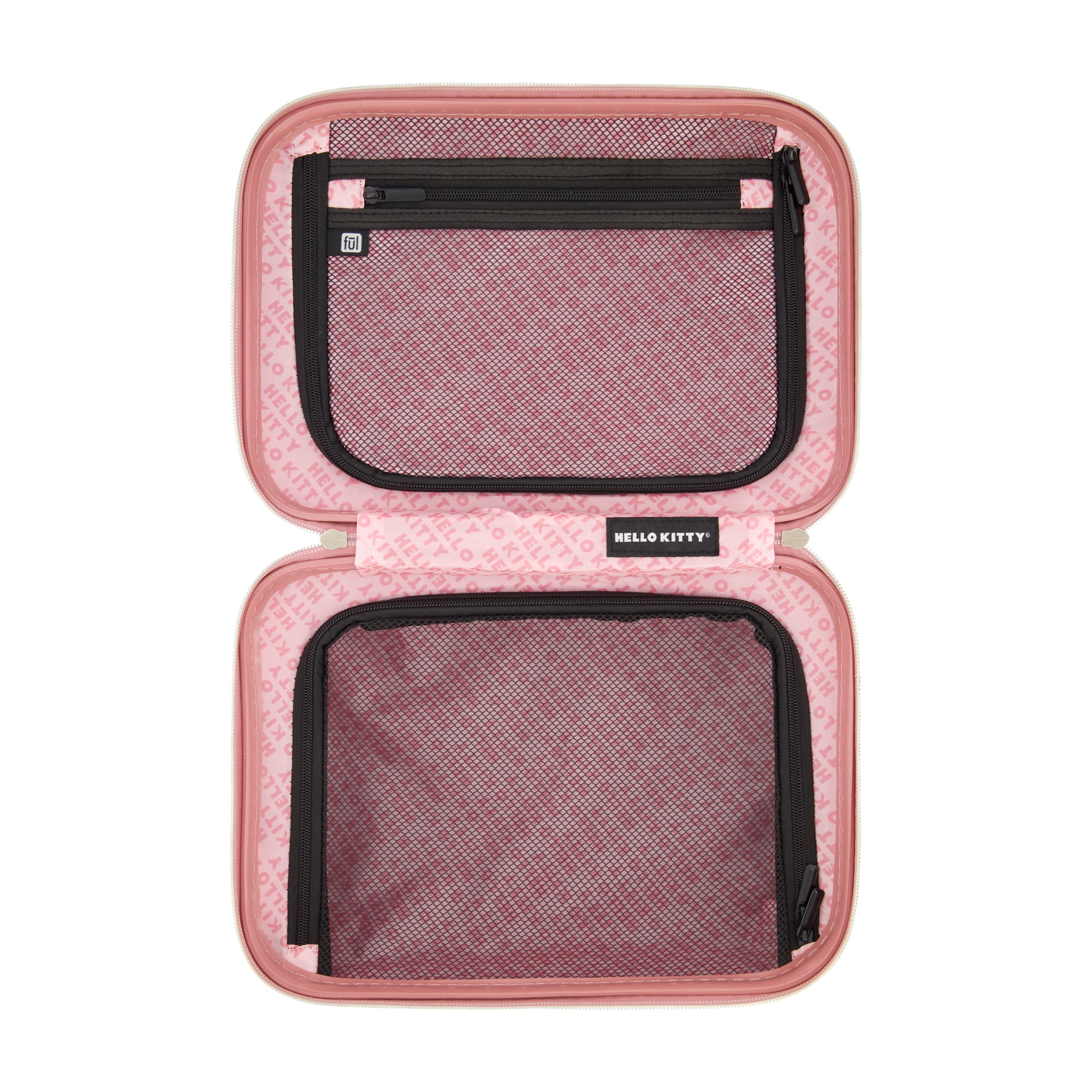 Barbie 2-Piece Women's Makeup Bag, Two Zipper Travel Cosmetic Zipper Pouch Organizer with Logo, Pink