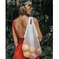 thumbnail image 3 of 3 Pack Reusable Produce Bags Cotton Mesh Grocery Bags，Portable Washable Long Handle Shopping Bag 100% Cotton Mesh Tote Bag Vegetable Bag for Shopping and Storage Fruit Vegetable, 3 of 6