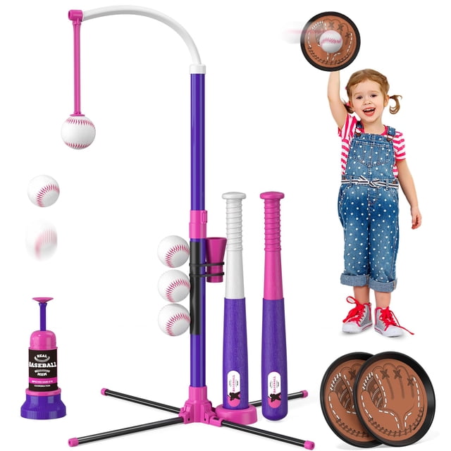 Set de pelota en T HYES 4 en 1 para niños de 3 a 5 años con Toss & Catch