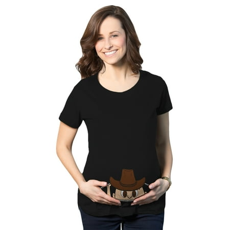 Western Bay - Maternity Peeking Cowboy Western Baby Funny Pregnancy Gift T shirt