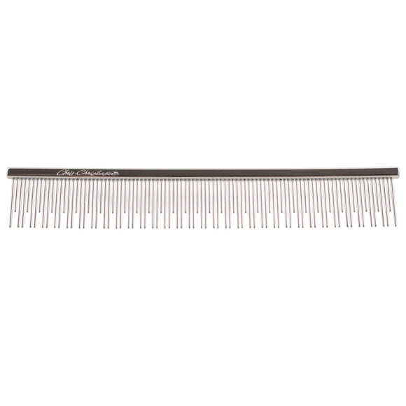 Chris Christensen 6in Cat/Carding Dual Tooth Butter Comb, Groom Like a Professional, Rounded Corners Prevent Friction and Breakage, Solid Brass Spin