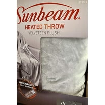 Sunbeam Premium Soft Velveteen Electric Heated Blanket, Light Gray, 50 in x 60 in