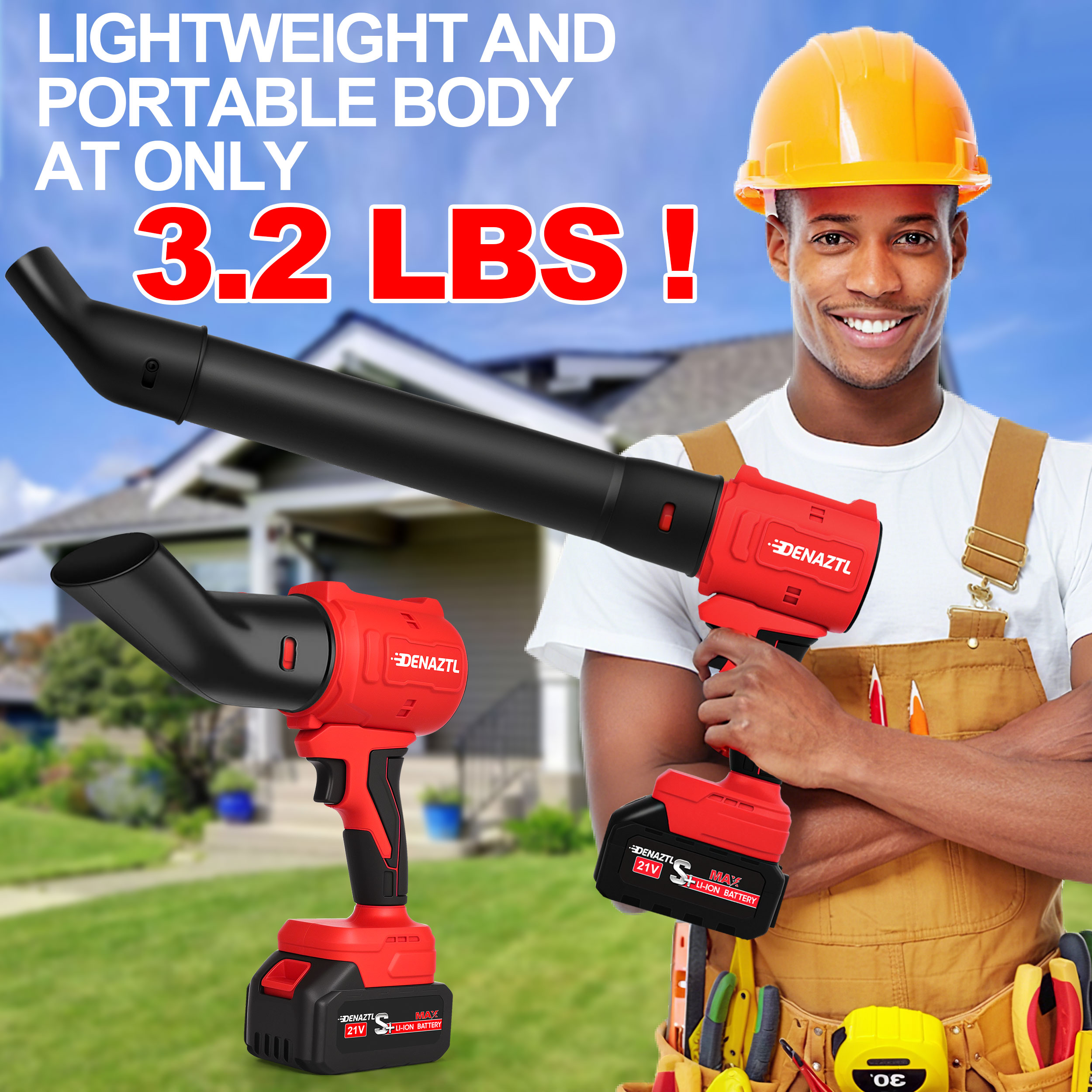Handheld Cordless Leaf Blower with 2 Batteries, 32000RPM Air Blower with Extended Nozzle, Lightweight Hand Blowers Ideal Gift for Patio Cleaning, Lawn Care & Car Drying