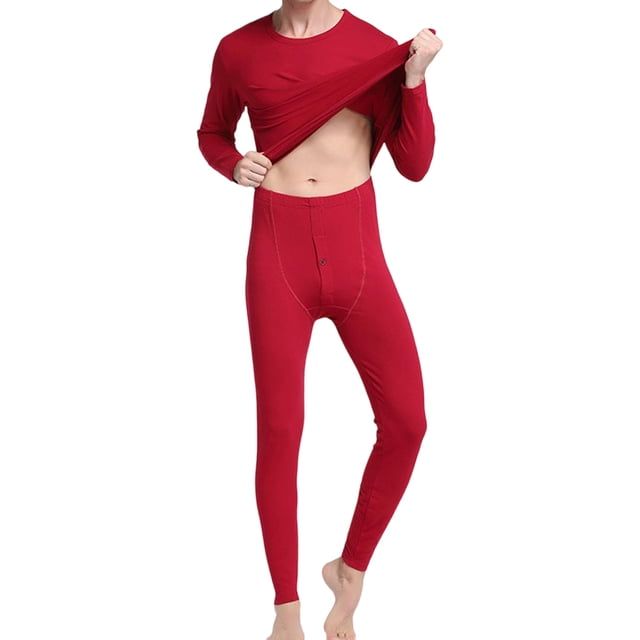 Qarigey Ropa interior térmica para hombre, ropa interior elástica de manga larga con cuello para invierno, ropa interior para exteriores, Camisetas Vino tinto XXXL