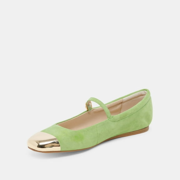 Dolce Vita Reyes Lime Suede Mary Jane Squared Toe Slip On Fashion Ballet Flats (Lime Suede, 10)