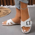 thumbnail image 2 of Willtoo Sandals For Women 2026 Flats Comfortable Wide Width Cute Slides Womens Summer Casual Walking Beach PU Faux Leather Shoes, 2 of 5