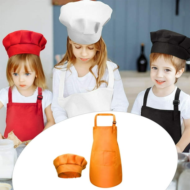 Shangren Kids Apron And Chef Hat, Adjustable Children Chef Apron, Boy Girl Apron With 2 Other