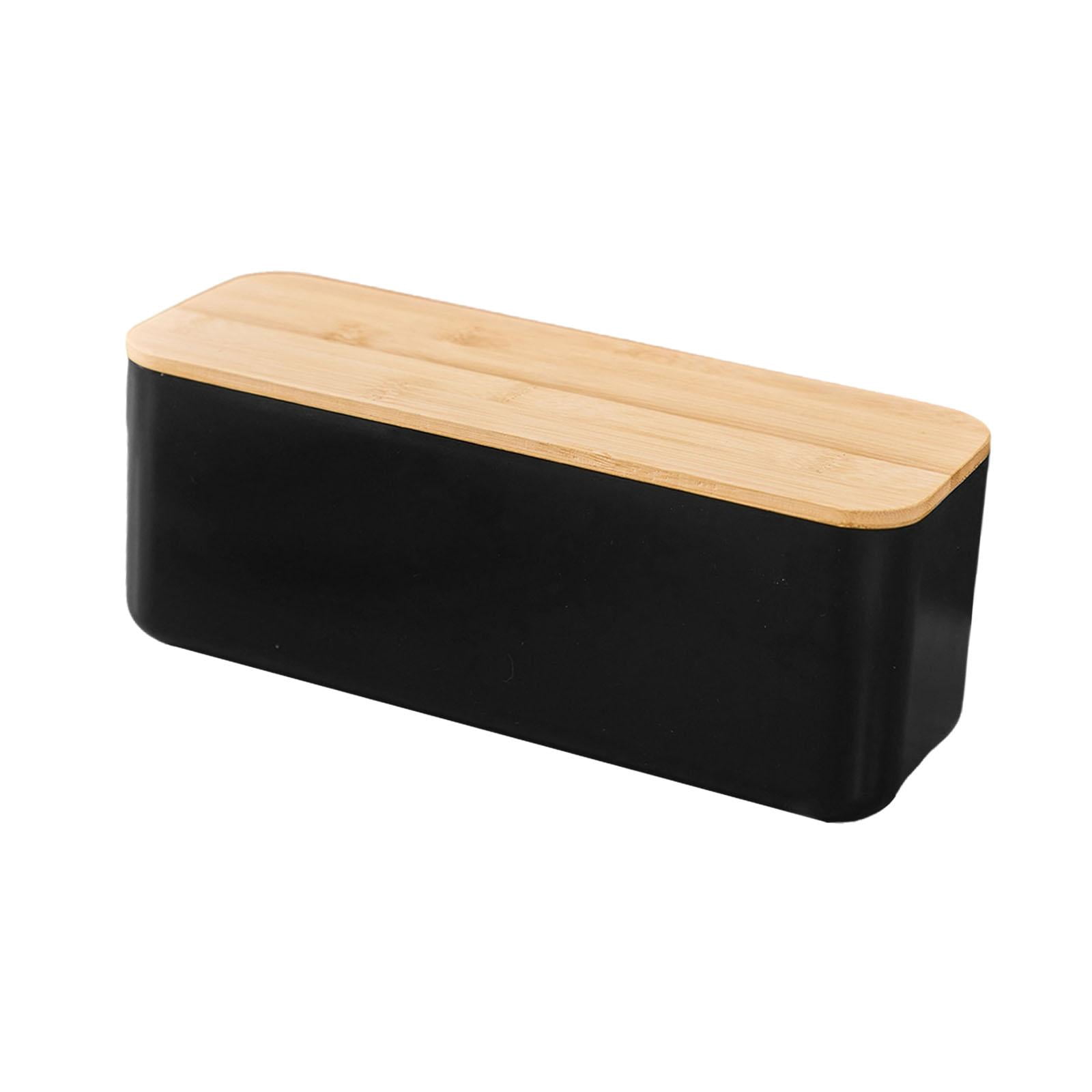 Fiocias Bread Box with Cutting Board Lid Breadbox Minimalist Keeps Fresh Container Bread black No hole lid