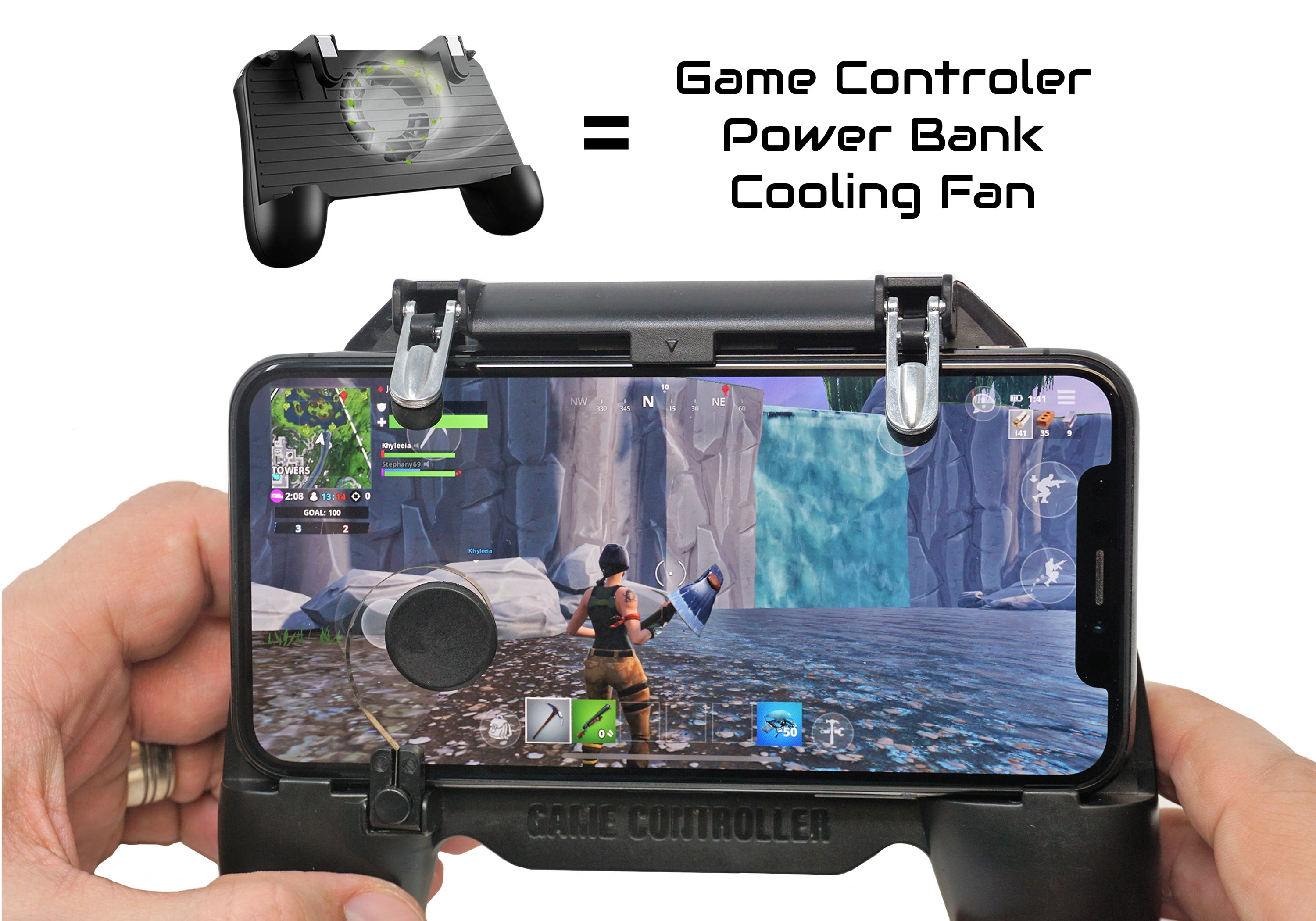 Agoz Phone Gamepad Controller Mobile Gaming Grip PUBG Shoot Aim L1R1  Trigger Power Bank Battery Charger Cooling Fan for Apple iPhone XS MAX, XS,  XR, ... - 