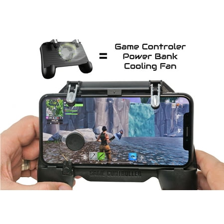 Agoz Phone Gamepad Controller Mobile Gaming Grip PUBG Shoot Aim L1R1 Trigger Power Bank Battery Charger Cooling Fan for Apple iPhone XS MAX, XS, XR, X, 8 Plus, 8, 7 Plus, 7, 6 Plus, 6, 6S, 6S (Iphone X Best Games)