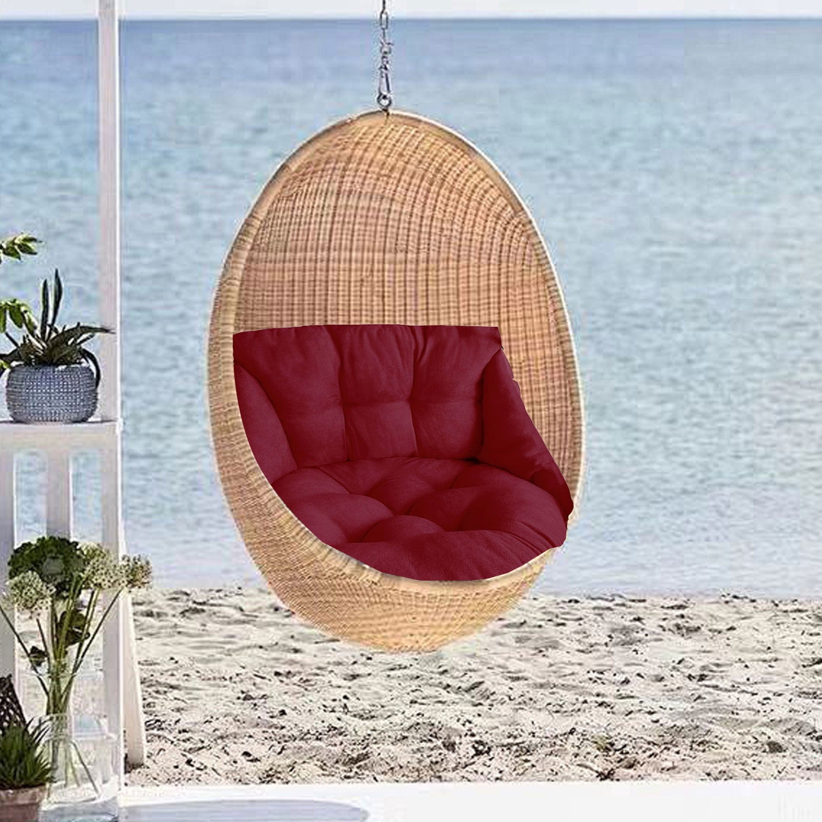 Zhourta 28x26x20 Inch Round Swing Chair Cushion Removable Waterproof Cover Lightweight Supportive Indoor Outdoor Seat Pad Outdoor Cradles Chair Cushion