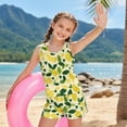 thumbnail image 3 of Xoenoiee Lemon Heart Leaves Print Girls Swimsuit 2 Piece Tankini Set Girls Sleeveless Swimwear Swim Shorts Hawaiian Skin-friendly Bathing Suit for Teen Girls, 10-11 Years, 3 of 7