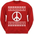 thumbnail image 1 of Peace Sign Ugly Christmas Sweater Red Adult Sweatshirt, 1 of 1