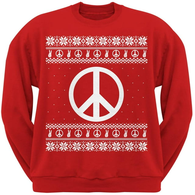 Peace Sign Ugly Christmas Sweater Red Adult Sweatshirt