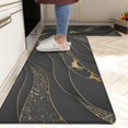 thumbnail image 2 of Black Gold Kitchen Rugs Set of 2 Anti-Fatigue 0.4 Inch Thick Abstract Kitchen Floor Mats Luxury Elegant Non Slip Waterproof Comfort PVC Mat Decor for Sink Laundry 17.3 x 28+17.3 x 47 Inches, 2 of 6
