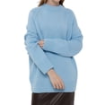 thumbnail image 2 of Suéteres de Gran Tamaño para Mujer, Conjuntos de Otoño 2025, Cuello Redondo, Mangas Largas, Jerseys de Punto A . Azul M, 2 of 8