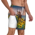 thumbnail image 3 of Goofa Horse Sunflowers Printed Men's Swim Trunks Board Shorts Quick Dry Mens Swimming Trunks with Compression Liner,Breathable Fit Hawaii Beach Shorts-XX-Large, 3 of 9