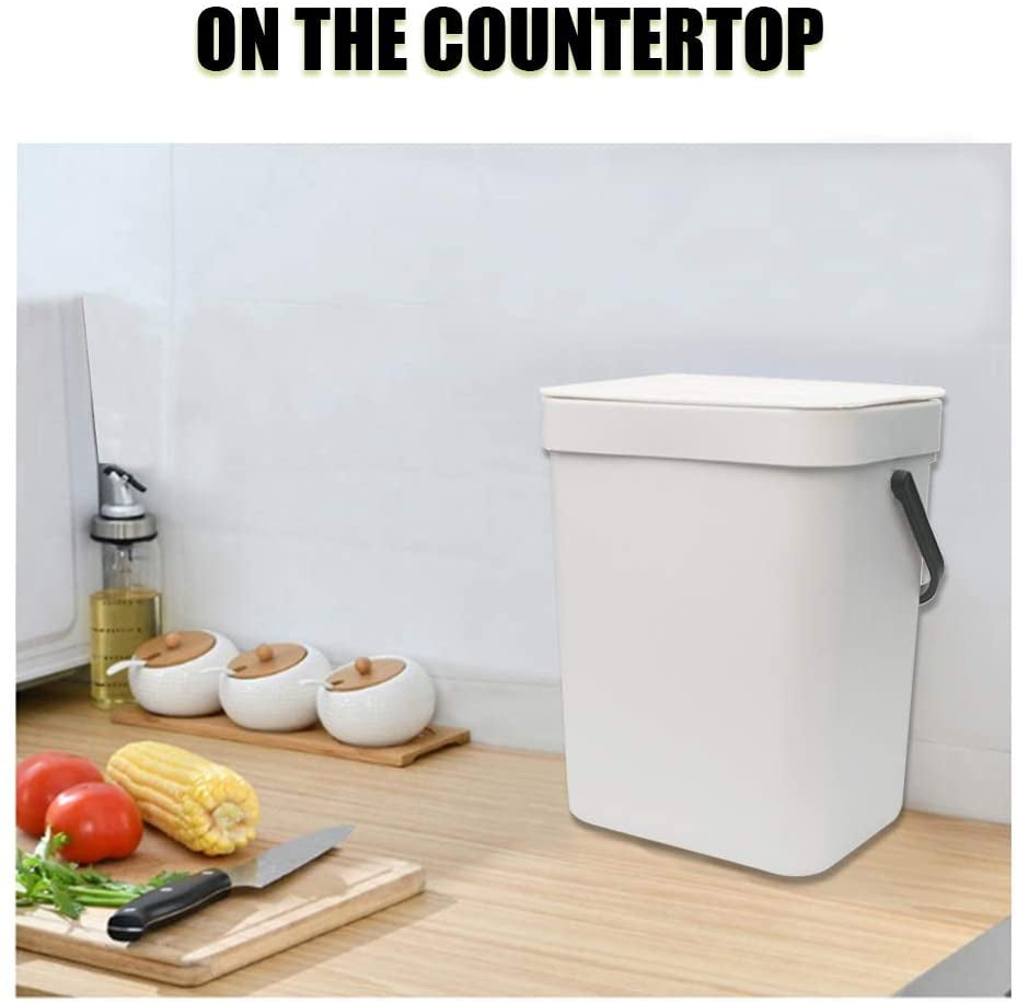 Vipush Compost Bin Kitchen Counter, Durmmur 1.0 Gallon Indoor Kitchen  Compost Bin, Energetic Green Countertop Compost Bin with Lid Sealed for  Waste Food Compost Bucket 