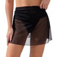 thumbnail image 4 of MSJUHEG Women Beach Sarong Swimsuit Skirt Beach Dresses Scarf for Swimwear Swim Cover Up Beach Cover Up Bikini Wrap Solid Color Mesh Coverup Wrap Skirt Women's Fashion Scarves Z4 Black L, 4 of 8