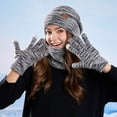 thumbnail image 2 of Bibifish 3 PCS Scarf Hat Glove Sets For Women Winter Neck Warmer Hats And Gloves Soft Thermal Knitted Lined Ladeis Scarf Hat Glove Sets, 2 of 4