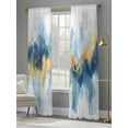 thumbnail image 4 of Watercolor Modern Art Sheer Curtains 96 Inches Long 2 Panels Gold Blue Blooming Effect Light Filtering Semi Sheer Window Curtains Drapes for Bedroom Living Room 52"x96", 4 of 7