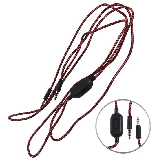Câble Auxiliaire Tressé Câble d'Extension pour Logitech G433 G233 g Pro X Casque de Jeu avec Contrôle du Volume Silencieux Rouge Mingyqi