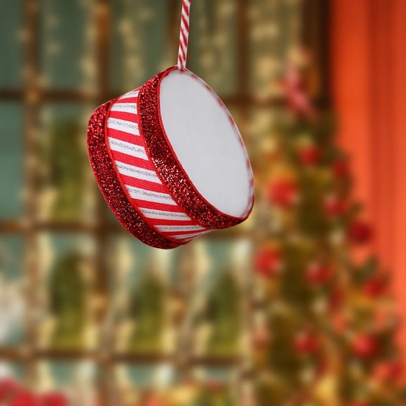 Clearance Under $1.26! Christmas Drum Ornament, Festive Red and Green Tree Hanging Decor, Musical Instrument Holiday Decoration